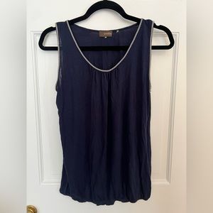 Navy Blue tank shirt with neckline details